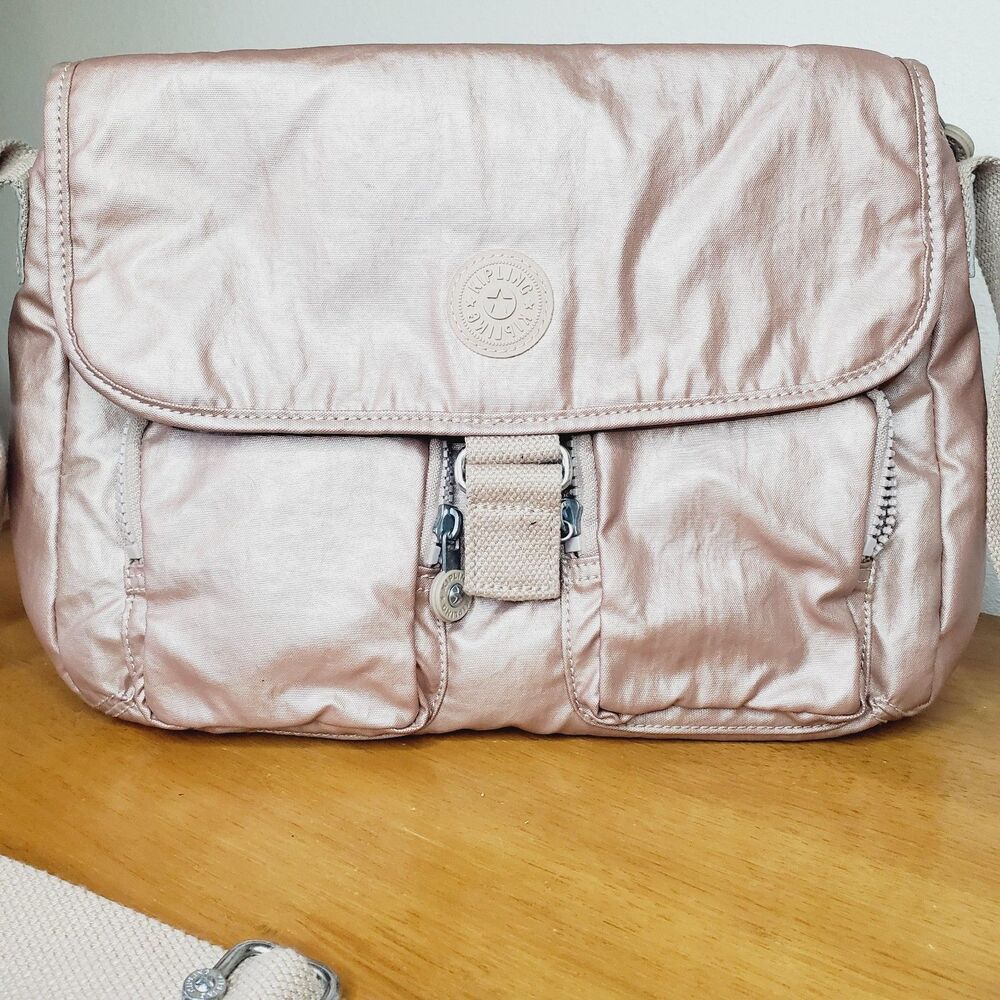 Kipling Felicity Pink Metallic Crossbody Womens Shoulder Bag Hiking Travel Bag - Picture 4 of 7